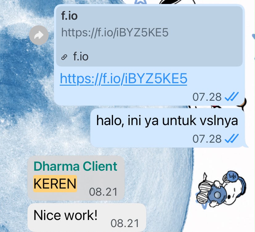 Original WhatsApp message saying Keren and Nice work