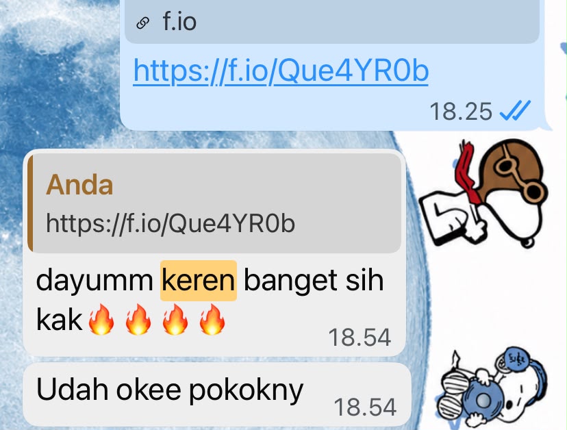 Original WhatsApp message praising the finished edit