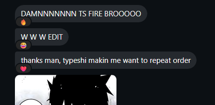 Original English client feedback praising the edit and asking to repeat the order